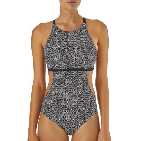 NEW PATAGONIA women's nireta one piece swimsuit in batik hex, ink black - Picture 1 of 1